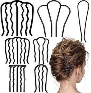 7 Pcs Metal Hair Side Combs Hair Fork Clip Teeth Hair Pin Stick for Updo Bun, U Shape Hair Combs for Vintage Hairstyle Hair Accessories, Thick&Fine Hair Combination