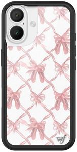 Wildflower Cases - On Pointe, Compatible with Apple iPhone 16 | Pink White Bows Girl Aesthetic Popular Ballet Cute Trendy - Protective Black Bumper, 4ft Drop Test Certified, Women Owned Small Business