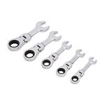 Blue Spot Tools 04314 BlueSpot 5 PCE Flexible Stubby Ratchet Spanner Set (10-19mm) 5pce Head, Set of 5 Pieces