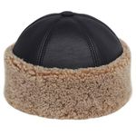 Derisitesi 100% Sheepskin Shearling Leather Fur Hunter Winter Hat (X-Large) Brown, Black