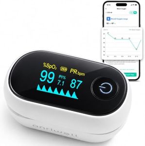 Anriwell Fingertip Pulse Oximeter with Bluetooth App Blood Oxygen Tracking
