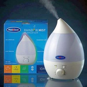 Medescan Rainbow Mist Ultrasonic Cool Mist Humidifier, Essential Oil Diffuser, Premium Humidifying Unit, Whisper Quiet Operation, 2.8 L Automatic Shut-Off, 7 Color LED Night Light Function