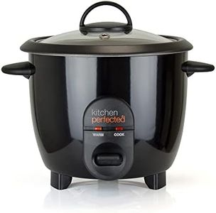Kitchen Perfected 350W 0.8Ltr Automatic Rice Cooker - Non Stick/Removable Rice Bowl/Warm & Cook Indicators/Toughened Glass Lid/Measuring Cup/Spatula/Recipes Included - Black - E3302BK
