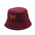 REFFER Adult's Cotton Bucket Hat (Pack Of 1) (P-Hat_Maroon Trendy Butterfly_Free Size)