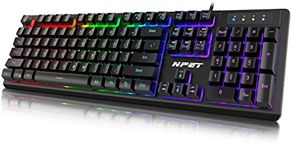 NPET Professional New Colorful Illuminated Backlight USB Wired Ergonomic For PC Gaming Backlit Keyboard Led Desktop