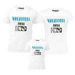 Hangout Hub HH62 Men's Women's & Boy's Round Neck T-Shirt Vacation Mode On (White;Men L (40), Women L (38) ;Boys-10-12Yrs) Pack of 3 Family T-Shirts