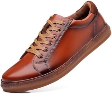 Casual Sneakers, Originals Oxford Lace-up Leather Shoes for Men Brown 9