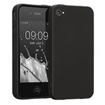 kwmobile Case Compatible with Apple iPhone 4 / 4S Case - Soft Slim Protective TPU Silicone Cover - Black