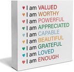 I am Valued Quote Decorative Wooden Box Sign Positive Affirmation Gift Wood Block Plaque Decor Home Office Desk Shelf or Wall Display