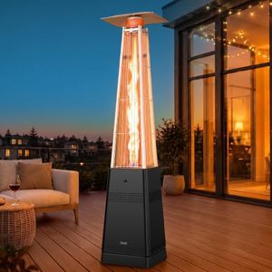 Mars Explo Pyramid Patio Heater, 50,000 BTU Outdoor Patio Heater, Propane Heater With Quartz Glass Tube & Wheels for Outdoor Use, Backyard, Commercial & Residential, Triple Protection System, Black