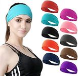 DASUTA Workout Headbands for Women Sports Sweatbands Yoga Hairbands for Fitness Elastic Athletic Non Slip Wicking Headscarf for Men Womens and Girls 10 PCS (Style 4-10 Color)