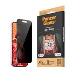 PanzerGlass™ Privacy Screen Protector for iPhone 15 - Ultra-Wide Fit and scratch-resistant tempered glass iPhone screen and privacy protector - with mounting aid for easy installation