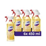 Domestos Power Foam Citrus Blast Upside Down Spray bleach-free toilet & bathroom cleaner eliminates 99.99%* of germs 6x 450 ml, Packaging May Vary