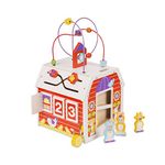 Melissa & Doug First Play Slide, Sort & Roll Wooden Activity Barn with Bead Maze, 6 Wooden Play Pieces