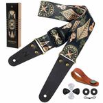 Nefelibata Guitar Strap - Vintage Guitar Straps with Genuine Leather Ends for Bass, Electric & Acoustic Guitar, Best Gifts for Kids, Men & Women Guitarists