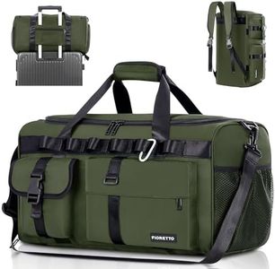 FIORETTO Women's Gym Duffle Bag with Shoes Compartment, 45L Capacity, Ideal for Travel, Gym, Sports, Duffel, Weekender, with Backpack Function, Green
