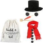 BLUE PANDA Build Your Own Snowman Making Kit for Kids with Bag, Hat, Scarf, Nose, Pipe, Eyes, Buttons for Outdoor Winter Toys