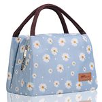 HOMESPON Lunch Bag Insulated Lunch Bags for Women Men Adult Foldable Cool Bag Lunch Box Container Large Capacity Ladies Lunch Tote Bag for Work Picnic or Travel(Blue Daisy)