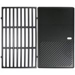 GFTIME 7638 17.5" Grill Grate and Grill Plate for Weber Spirit I II E310 E320 E330 S310 S320 S330 Gas Grills, Cast Iron Replacement Parts for Weber Spirit 300 Series, 2 Pack