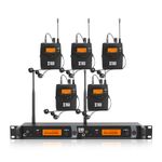 XTUGA IEM1200 Wireless in Ear Monitor System, Dual Channel In Ear Monitor with 5 Bodypacks, UHF Wireless IEM System for Band, Studio, Musicians, Stage