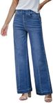 GRAPENT Dark Blue Jeans Women Womens Trendy Clothes Women’S Clothing Wide Leg Trousers Jeans Womens Bottoms for Women Color Darkness Blue Size S Small Size 4 Size 6