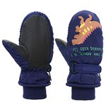 Toddler Mittens Winter Snow Glove waterproof mitten Warm Fleece Kid Ski Gloves for Boys Girls Navy Dinosaur S