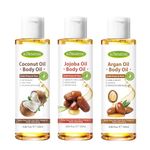 [Pack of 3] mercham Pure Natural Body Oil for Dry Skin, Super Moisturize and Anti-aging, Organic Body Oils for Face, Hair, Nails, Massage, Stretch Marks, Vegan Body Skin Care Oil for women -120ml*3