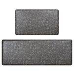 CRUGLA Anti-Fatigue Kitchen Mats Set of 2, Non-Slip Comfort Foam Mat, 1.2CM Thick Waterproof Rugs for Floor, Kitchen, Bathroom, Bedroom, Living Room - Black (120x44CM, 75x44CM)