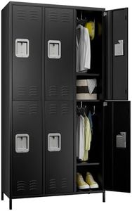 Aobabo Metal Office Storage Lockers 6 Door Lockable Locker Cabinet, 72 Inch Tall Storage Locker for Employee,Home Office,Gym,School, Black