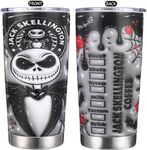 LAZYKITTY 3D Inflated Jack Skellington Nightmare Before Christmas Tumbler Cup with Straws and Lid, Nightmare Before Christmas Gift for Men Women, Stainless Steel Vacuum Insulated, Epoxy Coated, 20 Oz