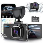 Dash Cam Front and Rear with 32GB Card, 4K/1080P Full HD Dashcam for Cars, Built-in WiFi, GPS, 170°Wide Angle, G-Sensor, Night Vision, Loop Recording, APP Control, Max 512GB