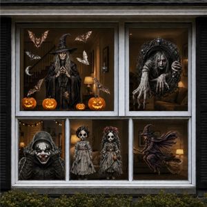 PMU 6 Set Halloween Window Clings, Window Decals, Scary Halloween Decor