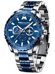 MEGALITH Mens Watches with Stainless Steel Waterproof Analog Quartz Fashion Business Chronograph Watch for Men, Auto Date