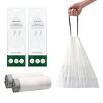 SONGMICS Trash Bags for 4-5.3 Gallon (15-20L) Trash Cans, 80 Count Drawstring Kitchen Garbage Bags, Pre-Separated, Liner Code 020A01, 2 Rolls, White UKRB020A02