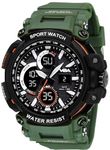 V2A Resin Analogue - Digital Men Watch (Black Dial Green Colored Strap), Green Band