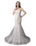 Belle House Women's Ivory Tulle Wedding Dresses 2018 Sexy Long Strapless Bridal Ball Gown with Lace Appliques Mermaid Style Wedding Dress