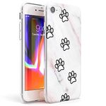 Marble Paw Print Slim Phone Case for iPhone 7/8 / SE TPU Protective Light Strong Cover with Pets Everything Else Marble Cute Dogs