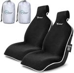 TESFEEL Car Seat Cover Towel, Waterproof Terry Cloth Car Seat Cover Universal Fit for Cars, SUVs, Pickups, Washable Car Seat Protector Brand Customized(Black,2pcs)