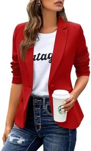 Womens Casual Blazers Long Sleeve Lapel Button Slim Work Office Blazer Jacket(Red,XX-Large)