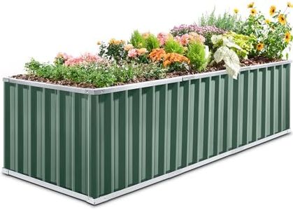 KING BIRD 101" x 36" x 24" Galvanized Raised Garden Bed 2 Installation Methods for DIY Outdoor Heightened Steel Metal Planter Kit Box for Deep-Rooted Vegetables, Flowers, Large Raised Bed Kit(Green)