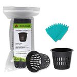 COSCANA®, Nursery Pots, 3 inch Net Pot, 15 Pack / 30 Pack / 60 Pack / 120 Pack, Garden Slotted Mesh Plastic Plant Net Cup with Plant Labels, Heavy Duty Wide Lip for Hydroponics, (15 Pack, 3 inch)