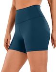 CRZ YOGA Women's Naked Feeling Biker Shorts 4'' - High Waist Yoga Workout Gym Spandex Shorts French Navy Medium