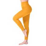 SINOPHANT High Waisted Leggings for Women, Buttery Soft Elastic Opaque Tummy Control Leggings, Plus Size Workout Gym Yoga(Dark yellow1,S-M)