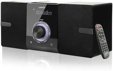 Compact Stereo System for Home | 30W Micro Stereo System with CD Player/Bluetooth/FM Radio/AUX Input/USB/ 3.5mm Headphone Port | 2-Way Crisp-Clear Sound | DSP-Tech