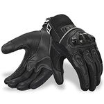 Oro Biker Motorbike Motorcycle Gloves, Premium Leather and Summer Mesh Hard Knuckle Touch Screen Motorbike Gloves Racing ATV Riding Gloves for Men (Medium, Full Black)