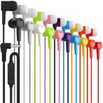 Maeline Wired Earbuds 100 Pack, New Headphones with Microphone, Earphones with Heavy Bass Stereo Noise Blocking, Compatible with iPhone and Android Devices, iPad, MP3, Fits 3.5mm (100 Pack, Ten Color)