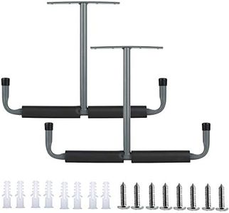 LAJIAOZ 2 Pack Heavy Duty Overhead Garage Storage Hooks Rack Hanger -Ceiling-Mounted Utility Hooks Ladder Hanger Safe Racks for Fishing Rod,Tools,Wood,Ladders,Garden Hoses & Other Bulky Items