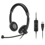 Sennheiser SC 70 USB MS (506502) - Double-Sided Business Headset | for Skype for Business | with HD Sound, Noise-Cancelling Microphone, & USB Connector (Black)