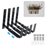 SanSanYa Adjustable Planter Box Brackets Window Box Planter Brackets Wall Mount (5.92" to 13") Adjustable Window Plant Bracket (4, Black)