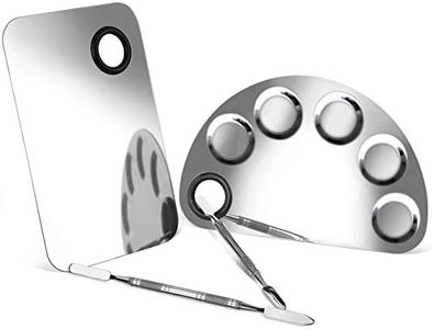 Paletas de Maquillaje Profesional de Acero Inoxidable Paleta de Mezcla de Cosméticos con Herramienta de Espátula para Sombra de Ojos, Lápices Labiales, Arte de Uñas 2 Piezas (Plata)